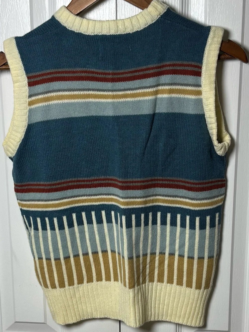 Vintage Kimlon Striped Sweater Vest Retro Preppy Grandpa Knit Sleeveless Top